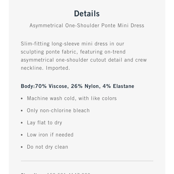 Abercrombie and Fitch asymmetrical one shoulder”Ponte dress” NWT 👗 - Picture 8 of 8